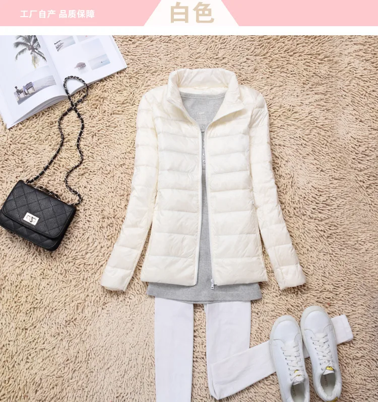 2022 Autumn Winter Women Lightweight White Duck Down Jacket Parka Female Ultra Light Down Coat Warm Puffer Outwears Short Tops