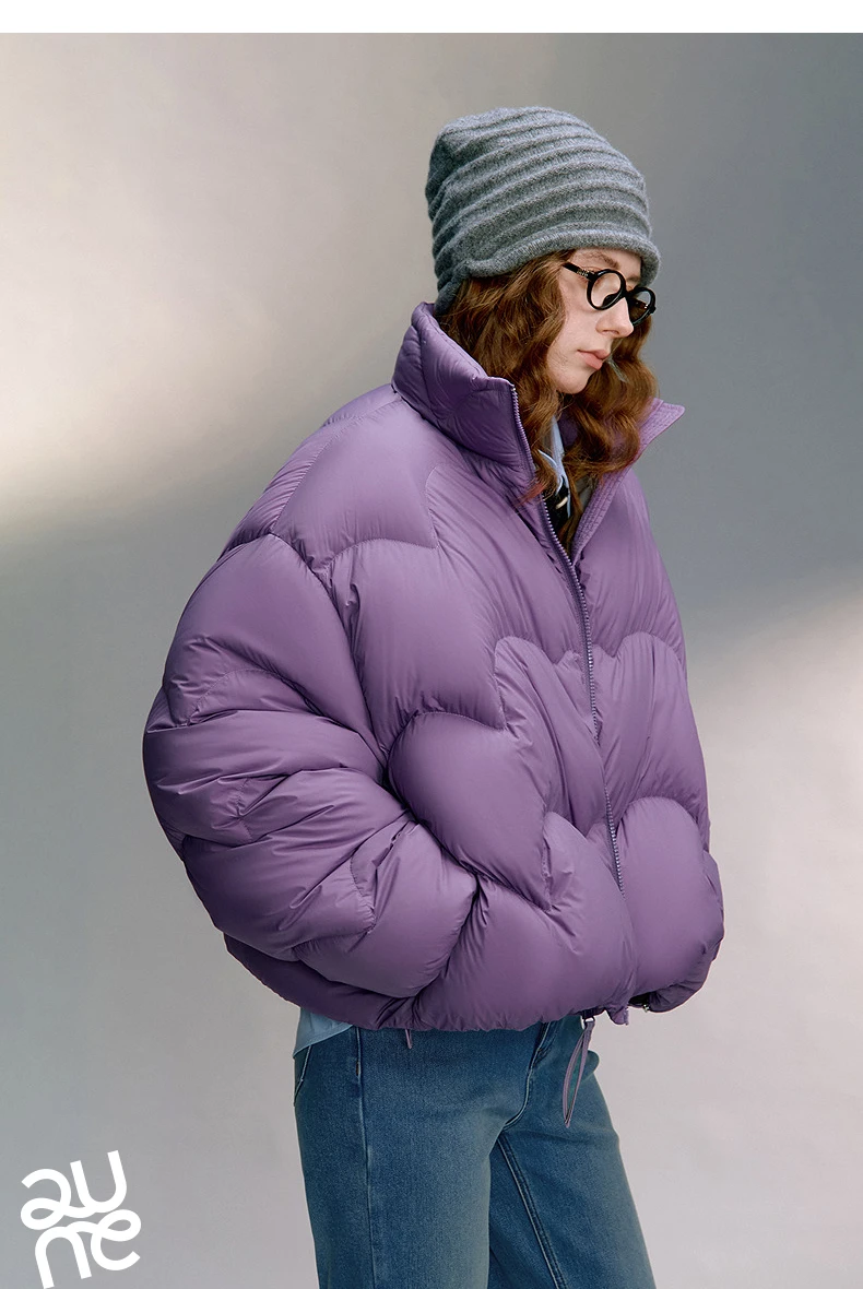 TOYOUTH Women 90% White Duck Down Jacket 2025 Winter New Ultra Lightweight Wave Pattern Stand Up Collar Short Parkas Coat