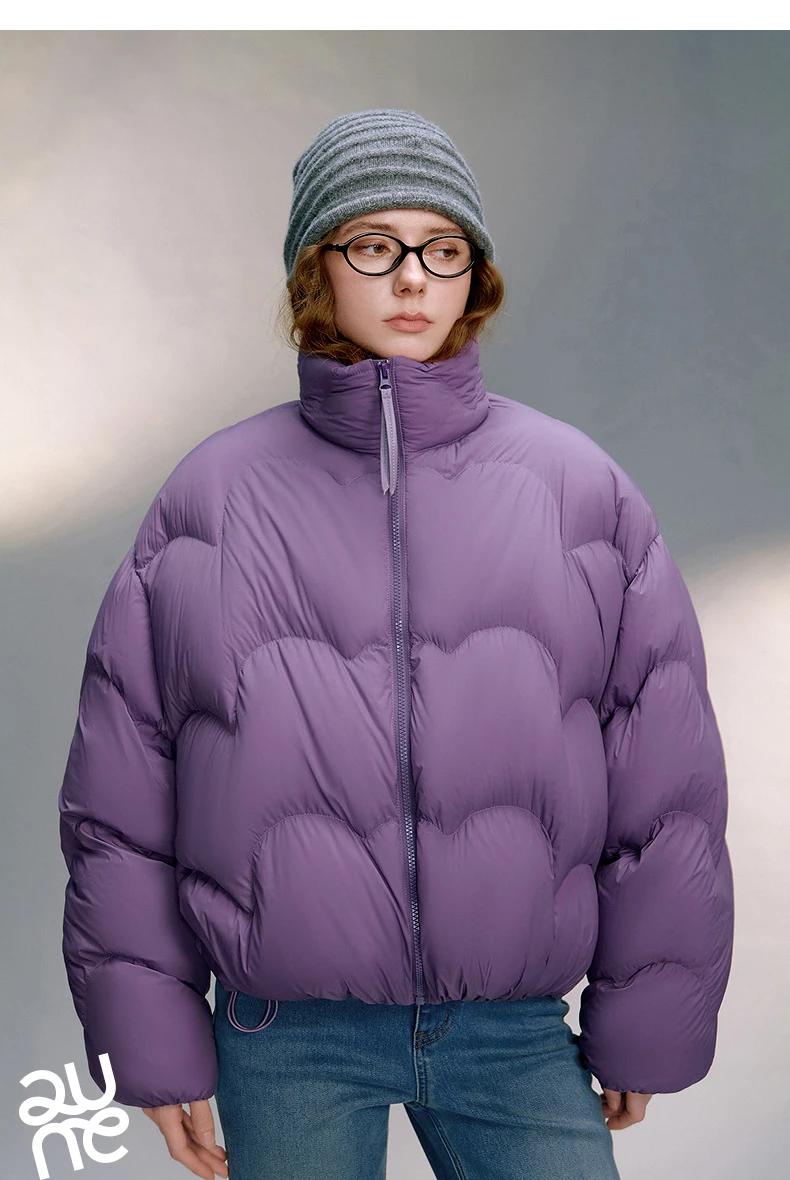 TOYOUTH Women 90% White Duck Down Jacket 2025 Winter New Ultra Lightweight Wave Pattern Stand Up Collar Short Parkas Coat