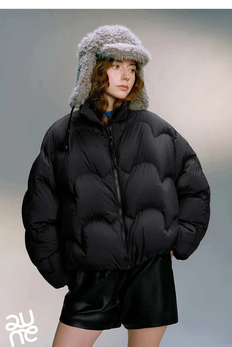 TOYOUTH Women 90% White Duck Down Jacket 2025 Winter New Ultra Lightweight Wave Pattern Stand Up Collar Short Parkas Coat