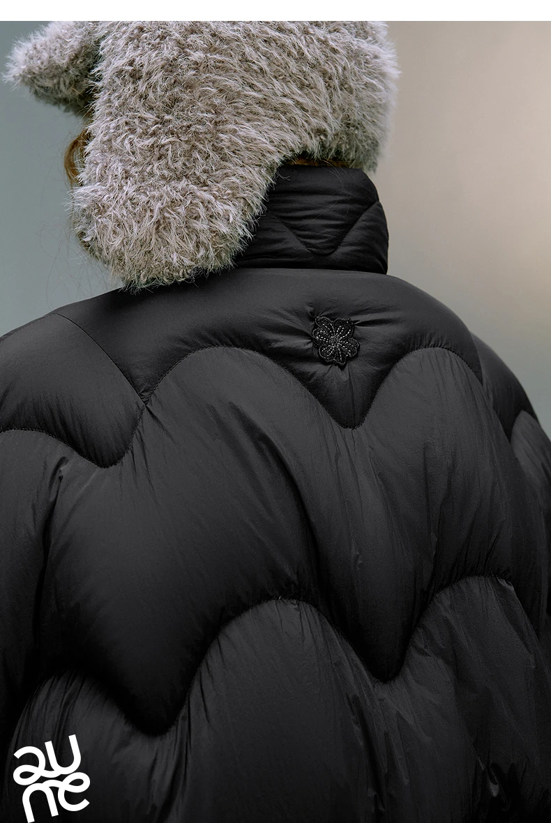 TOYOUTH Women 90% White Duck Down Jacket 2025 Winter New Ultra Lightweight Wave Pattern Stand Up Collar Short Parkas Coat