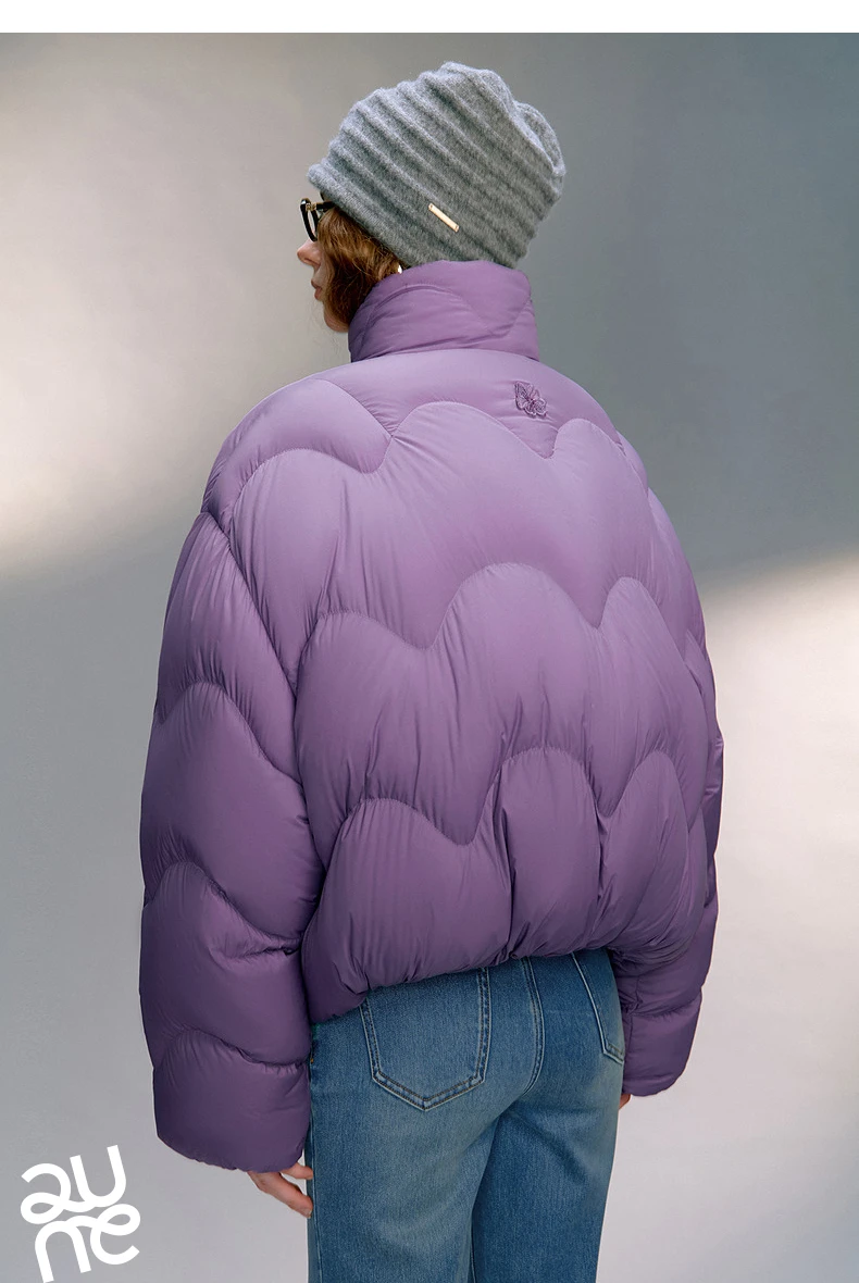 TOYOUTH Women 90% White Duck Down Jacket 2025 Winter New Ultra Lightweight Wave Pattern Stand Up Collar Short Parkas Coat