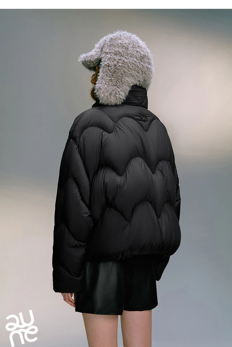 TOYOUTH Women 90% White Duck Down Jacket 2025 Winter New Ultra Lightweight Wave Pattern Stand Up Collar Short Parkas Coat