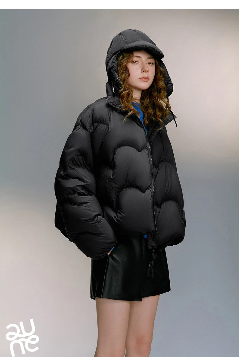 TOYOUTH Women 90% White Duck Down Jacket 2025 Winter New Ultra Lightweight Wave Pattern Stand Up Collar Short Parkas Coat
