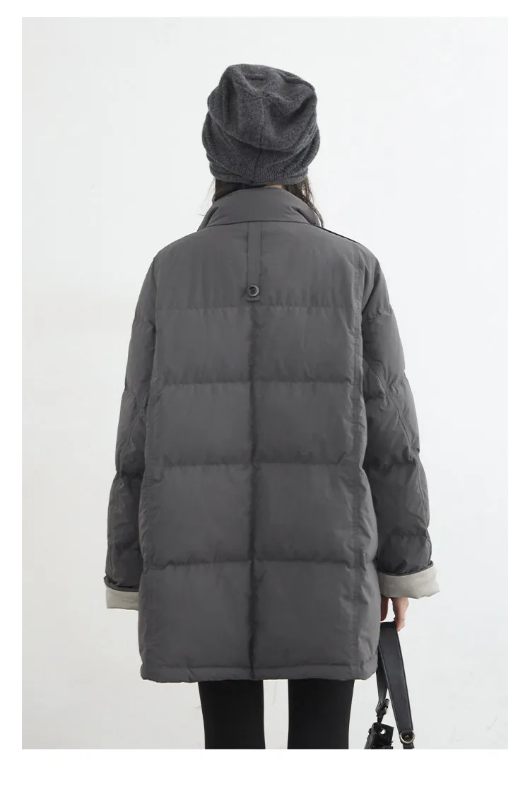 CHIC VEN New Women 90 White Duck Down Coats Long Stand Collar Down Jacket Female Windproof Warm Outerwear Autumn Winter 2025