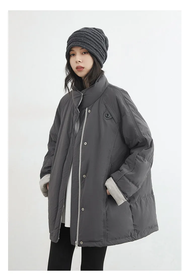 CHIC VEN New Women 90 White Duck Down Coats Long Stand Collar Down Jacket Female Windproof Warm Outerwear Autumn Winter 2025