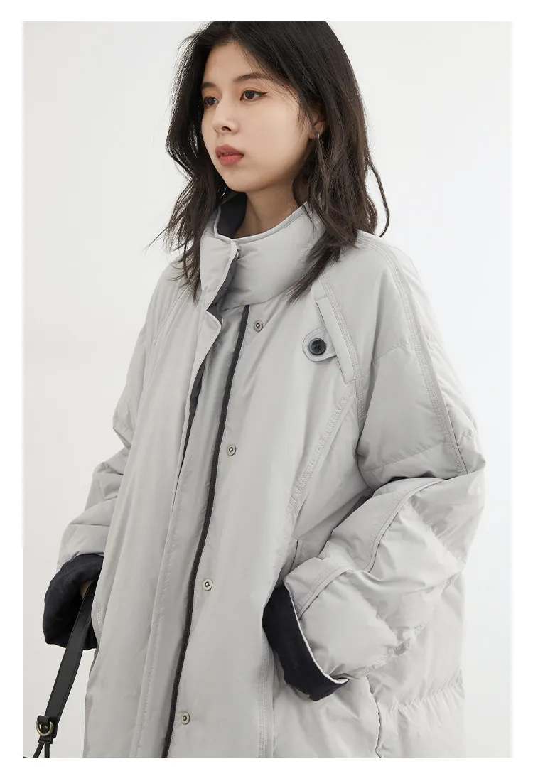 CHIC VEN New Women 90 White Duck Down Coats Long Stand Collar Down Jacket Female Windproof Warm Outerwear Autumn Winter 2025