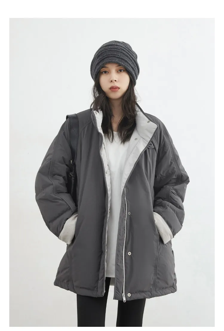 CHIC VEN New Women 90 White Duck Down Coats Long Stand Collar Down Jacket Female Windproof Warm Outerwear Autumn Winter 2025