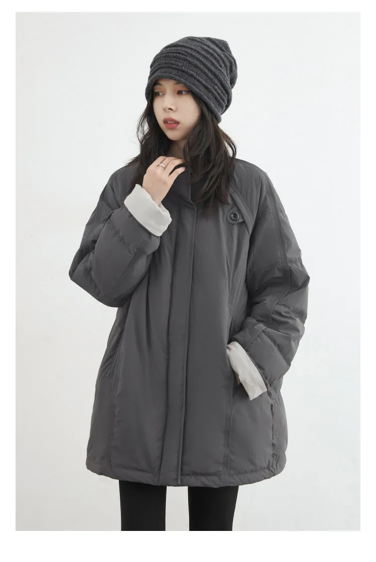 CHIC VEN New Women 90 White Duck Down Coats Long Stand Collar Down Jacket Female Windproof Warm Outerwear Autumn Winter 2025