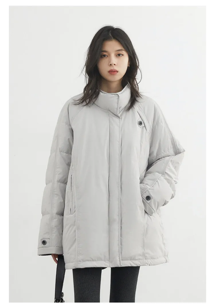 CHIC VEN New Women 90 White Duck Down Coats Long Stand Collar Down Jacket Female Windproof Warm Outerwear Autumn Winter 2025