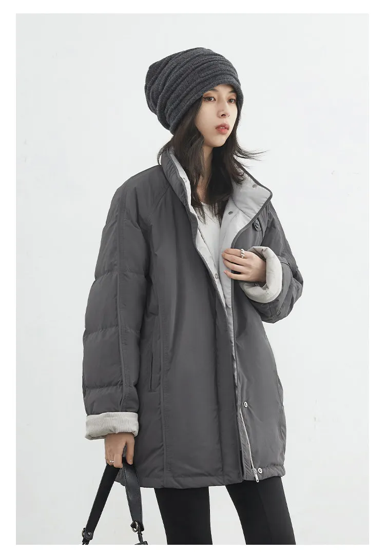 CHIC VEN New Women 90 White Duck Down Coats Long Stand Collar Down Jacket Female Windproof Warm Outerwear Autumn Winter 2025