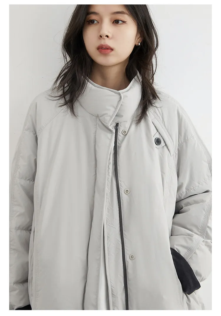 CHIC VEN New Women 90 White Duck Down Coats Long Stand Collar Down Jacket Female Windproof Warm Outerwear Autumn Winter 2025