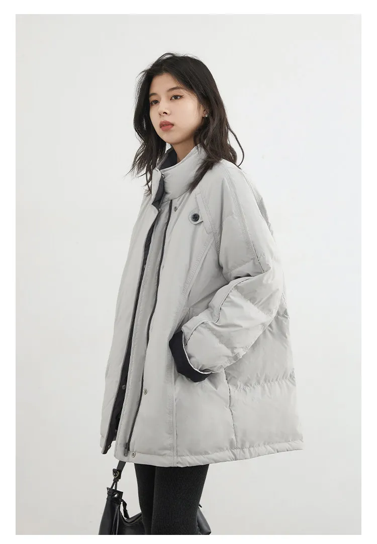 CHIC VEN New Women 90 White Duck Down Coats Long Stand Collar Down Jacket Female Windproof Warm Outerwear Autumn Winter 2025