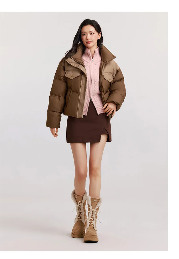 Semir Down Jacket Women Waterproof Patchwork Oversize Stand Collar 2026 Winter New Trendy Coat