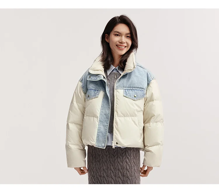 Semir Down Jacket Women Waterproof Patchwork Oversize Stand Collar 2026 Winter New Trendy Coat