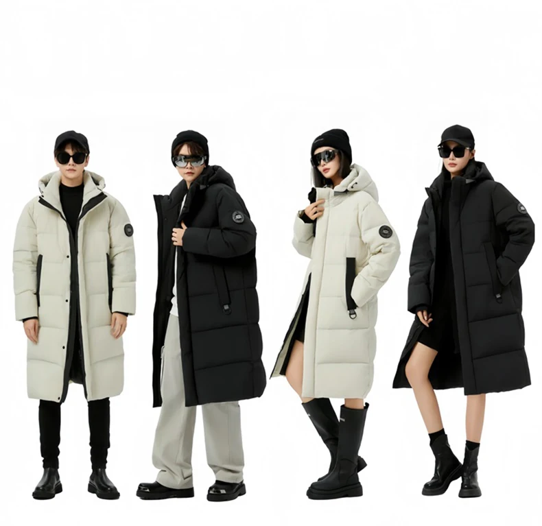 Winter Long Down Jacket Women Windbreaker Jacket Fashion Couple Down Coat Warm Hooded Thick Winter Windproof Waterproof Men Coat