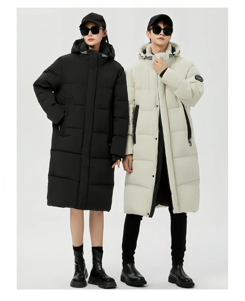 Winter Long Down Jacket Women Windbreaker Jacket Fashion Couple Down Coat Warm Hooded Thick Winter Windproof Waterproof Men Coat