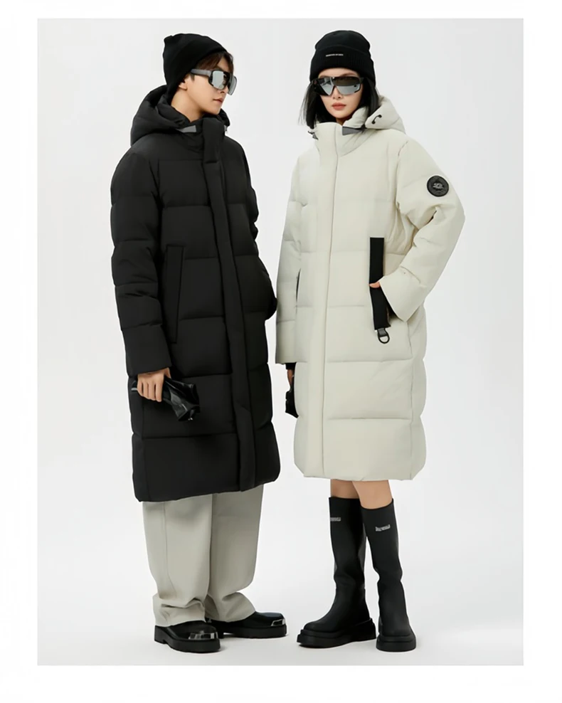 Winter Long Down Jacket Women Windbreaker Jacket Fashion Couple Down Coat Warm Hooded Thick Winter Windproof Waterproof Men Coat