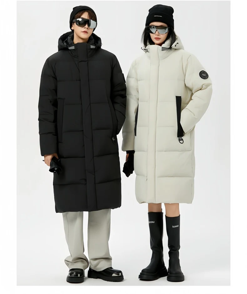 Winter Long Down Jacket Women Windbreaker Jacket Fashion Couple Down Coat Warm Hooded Thick Winter Windproof Waterproof Men Coat