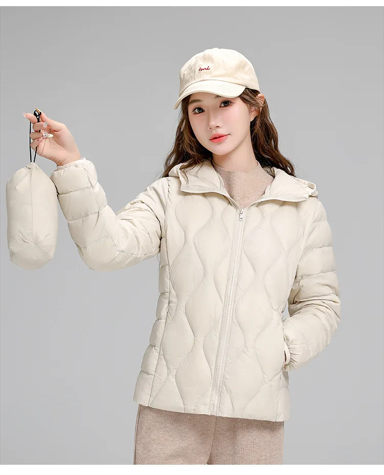 Lightweight Women Down Jacket Fashion Casual  White Duck Down Jackets for Women Warm Thin Portable Outerwear JK-050