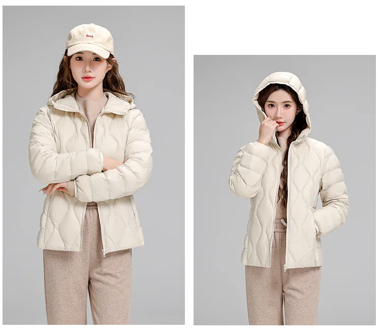 Lightweight Women Down Jacket Fashion Casual  White Duck Down Jackets for Women Warm Thin Portable Outerwear JK-050