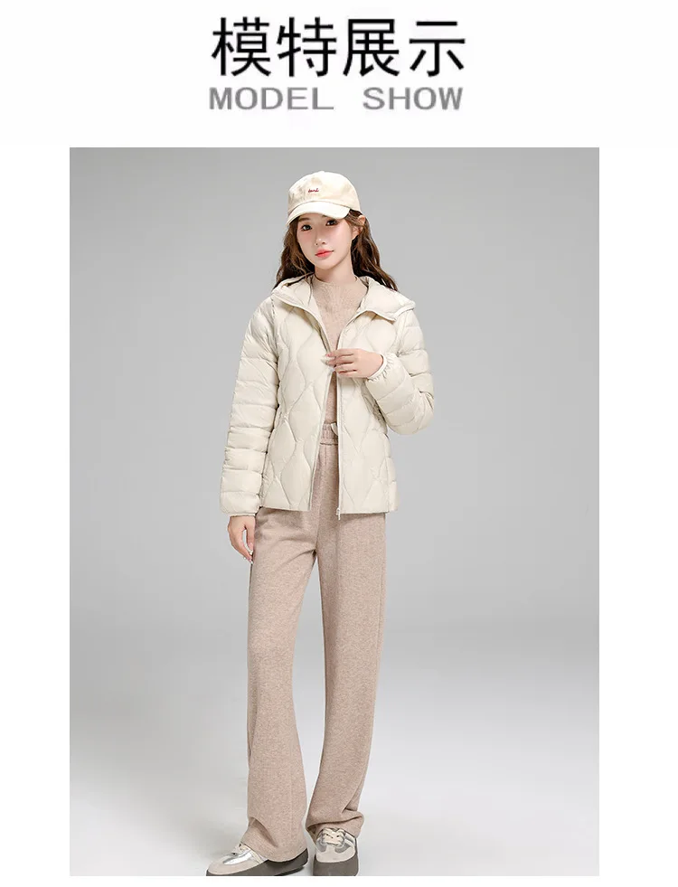 Lightweight Women Down Jacket Fashion Casual  White Duck Down Jackets for Women Warm Thin Portable Outerwear JK-050