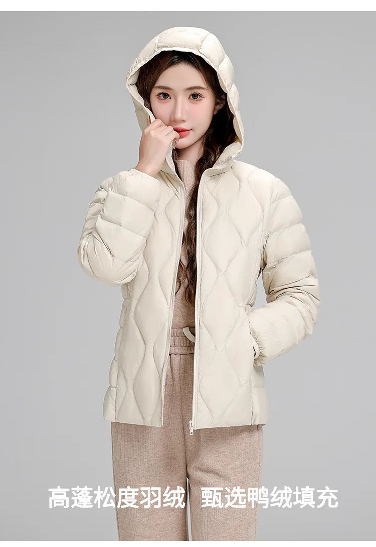 Lightweight Women Down Jacket Fashion Casual  White Duck Down Jackets for Women Warm Thin Portable Outerwear JK-050