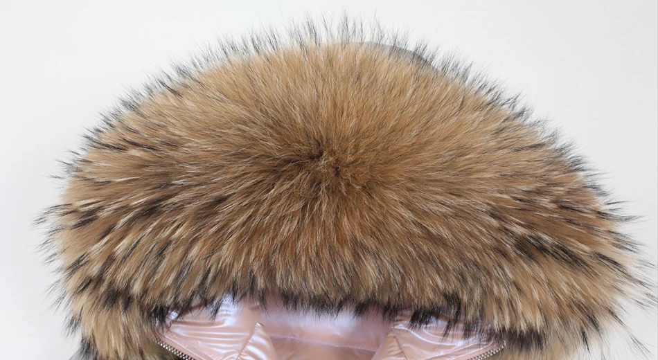 Maomaokong Winter Jacket Women Real Fur Coat Parkas Duck Down Lining Coat Real Raccoon Fur Collar Warm Black Streetwear
