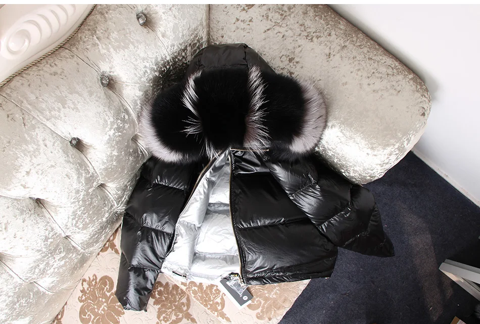 Maomaokong Winter Jacket Women Real Fur Coat Parkas Duck Down Lining Coat Real Raccoon Fur Collar Warm Black Streetwear