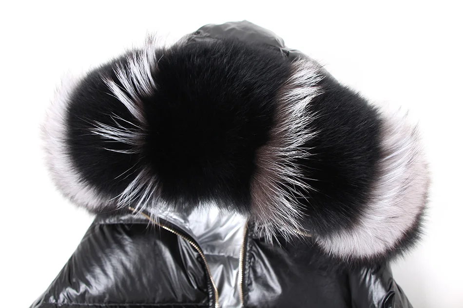 Maomaokong Winter Jacket Women Real Fur Coat Parkas Duck Down Lining Coat Real Raccoon Fur Collar Warm Black Streetwear