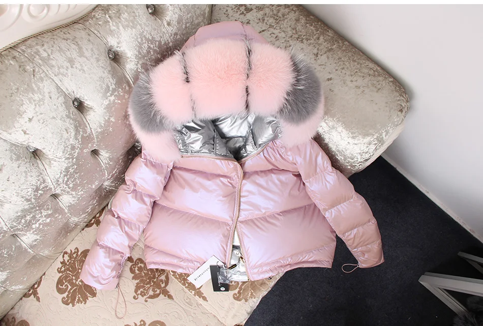 Maomaokong Winter Jacket Women Real Fur Coat Parkas Duck Down Lining Coat Real Raccoon Fur Collar Warm Black Streetwear