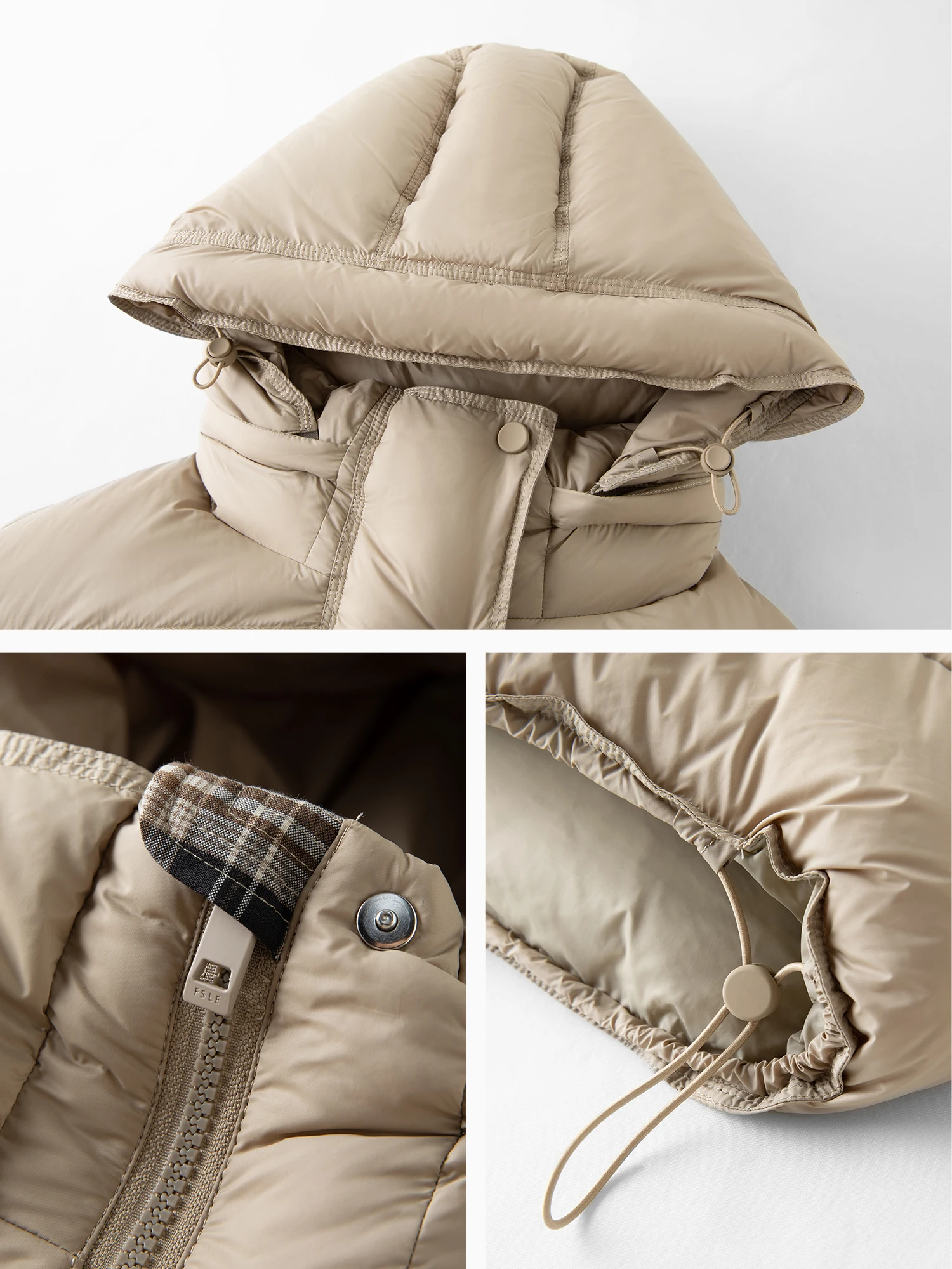 FSLE Winter Women Hooded Short Puffer Jacket Downcoat Bubble Style Thick Warm Coat Oversize Short Quilted Outerwear Duckdown