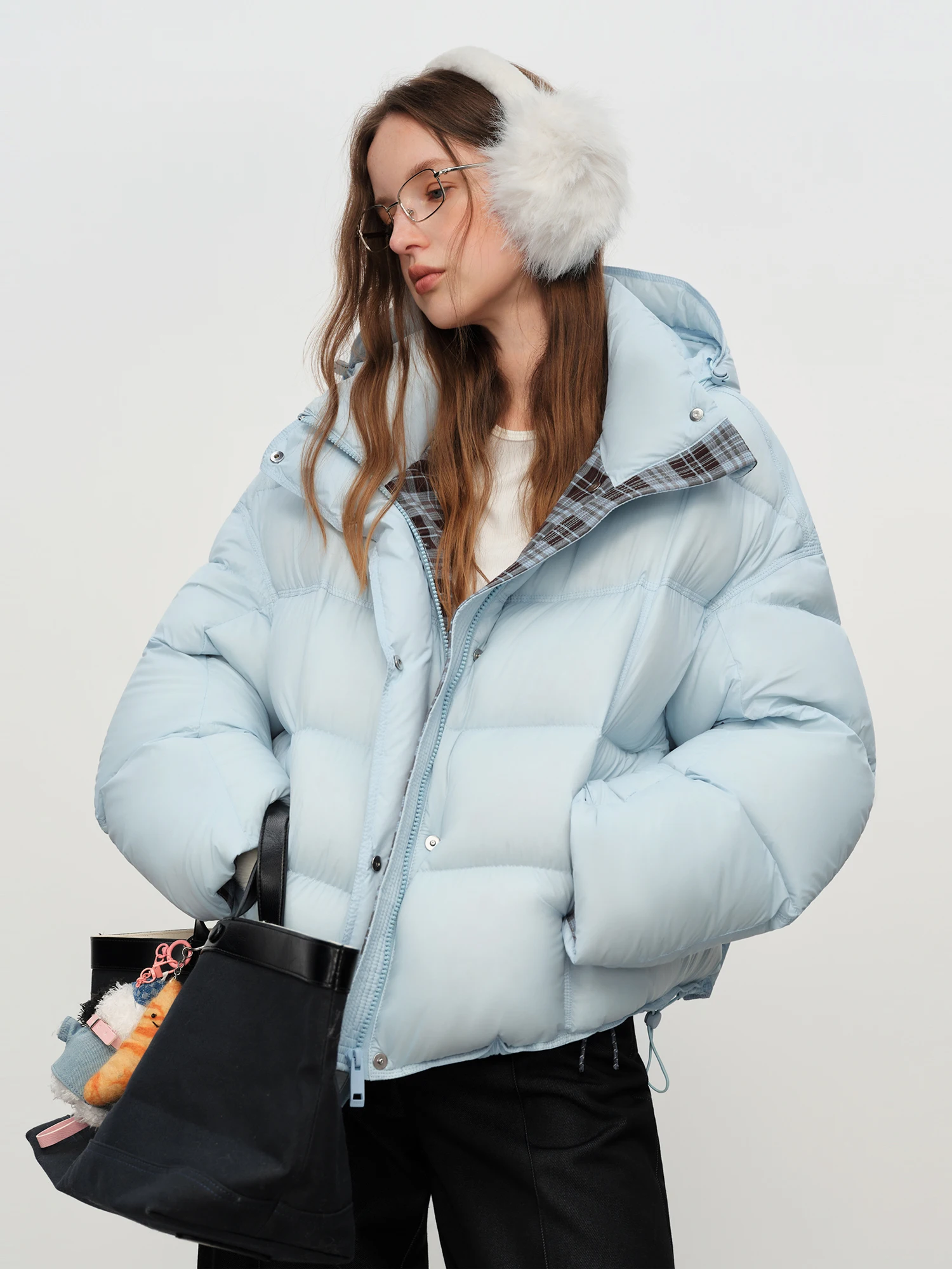 FSLE Winter Women Hooded Short Puffer Jacket Downcoat Bubble Style Thick Warm Coat Oversize Short Quilted Outerwear Duckdown