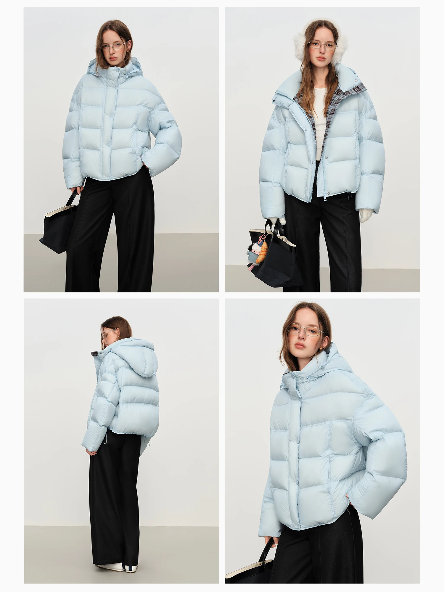 FSLE Winter Women Hooded Short Puffer Jacket Downcoat Bubble Style Thick Warm Coat Oversize Short Quilted Outerwear Duckdown