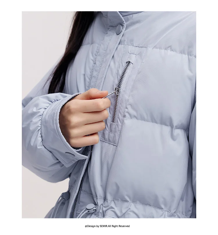 Semir Mid-Length Down Jacket Women Hooded Loose Fit Waist 2026 New Winter korean popular women's clothes