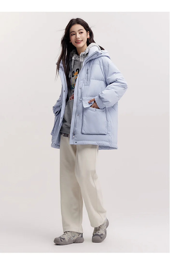 Semir Mid-Length Down Jacket Women Hooded Loose Fit Waist 2026 New Winter korean popular women's clothes
