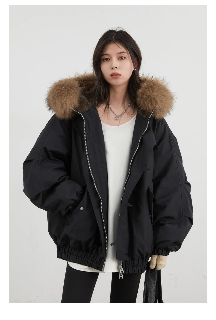CHIC VEN Korean Women Down Coats Loose Casual Hooded Female Down Jacket Horn Button 90 White Duck Down Jacket Winter 2025