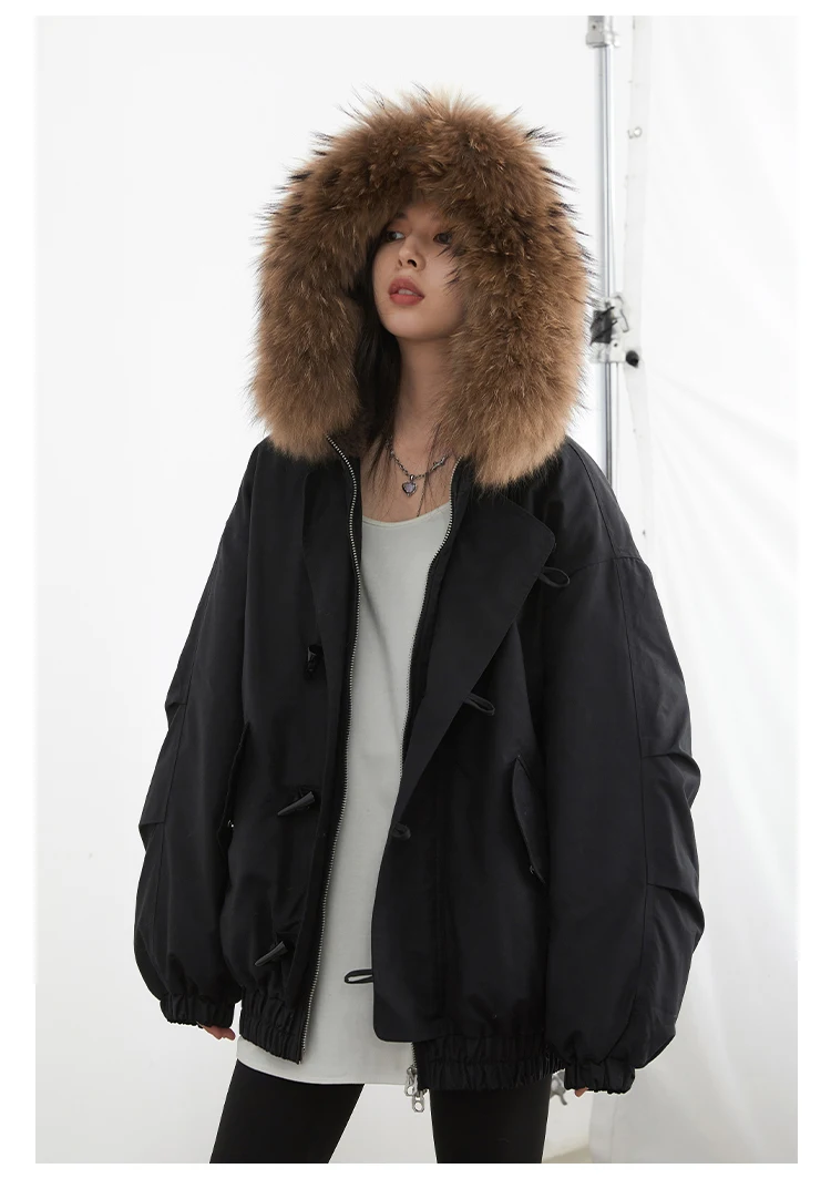 CHIC VEN Korean Women Down Coats Loose Casual Hooded Female Down Jacket Horn Button 90 White Duck Down Jacket Winter 2025