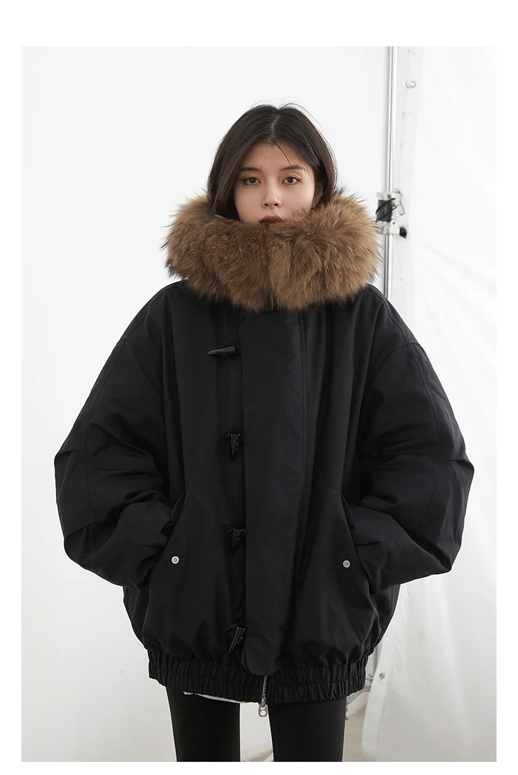 CHIC VEN Korean Women Down Coats Loose Casual Hooded Female Down Jacket Horn Button 90 White Duck Down Jacket Winter 2025