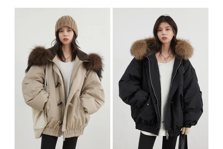 CHIC VEN Korean Women Down Coats Loose Casual Hooded Female Down Jacket Horn Button 90 White Duck Down Jacket Winter 2025