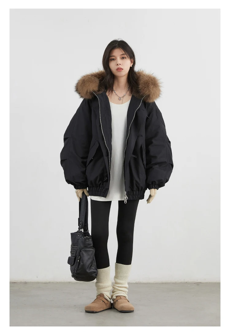 CHIC VEN Korean Women Down Coats Loose Casual Hooded Female Down Jacket Horn Button 90 White Duck Down Jacket Winter 2025
