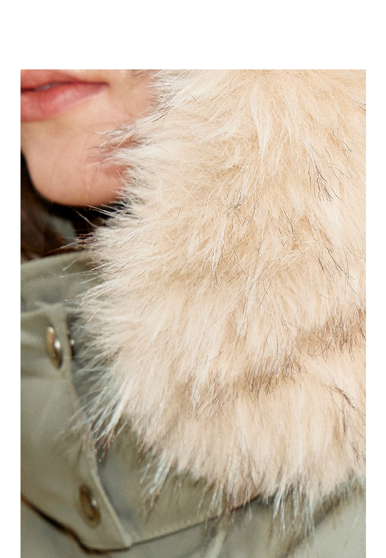 TOYOUTH Women 90% Down Jacket 2025 Winter New Fur Collar Hooded Cow Horn Buckle Three-proof Long Coat