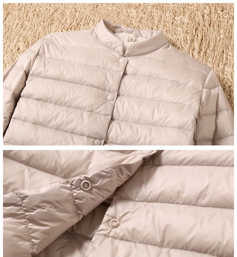 2022 Women Single-breasted Midi Long Coat Autumn Winter Ultra Light Down Coat Parka Female White Duck Down Jacket Outwears SE593