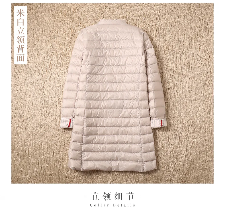 2022 Women Single-breasted Midi Long Coat Autumn Winter Ultra Light Down Coat Parka Female White Duck Down Jacket Outwears SE593