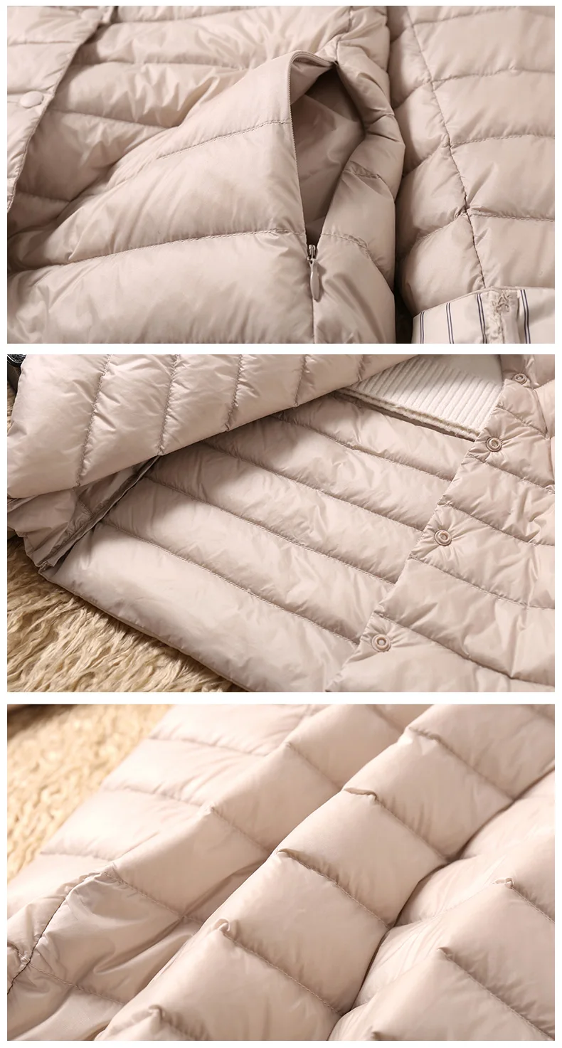 2022 Women Single-breasted Midi Long Coat Autumn Winter Ultra Light Down Coat Parka Female White Duck Down Jacket Outwears SE593