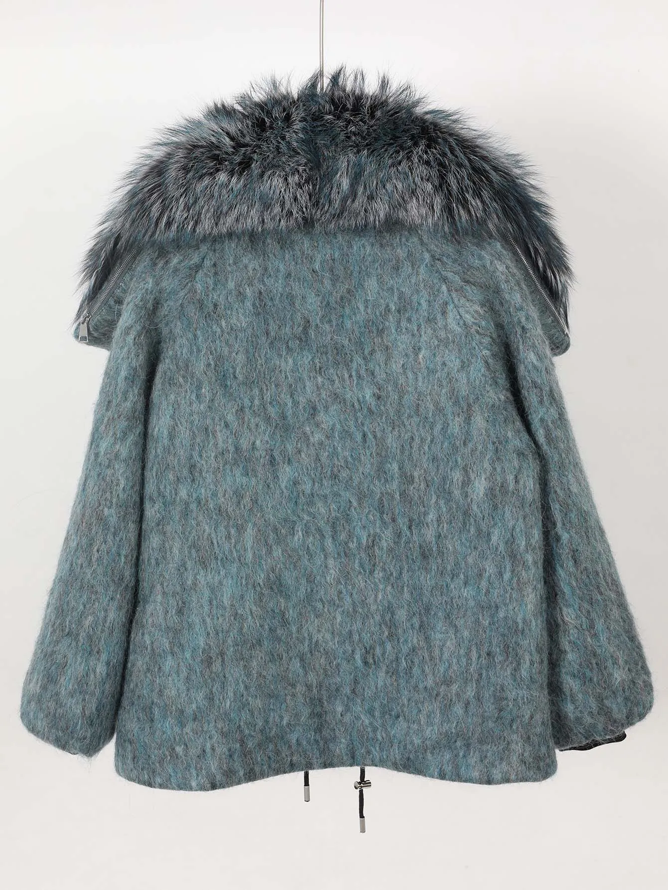 Maomaokong high-end Wool fabric Luxury Women's Big Fox Fur Collar Puffer Jacket Natural Fur down Coat Winter Thickened Warm