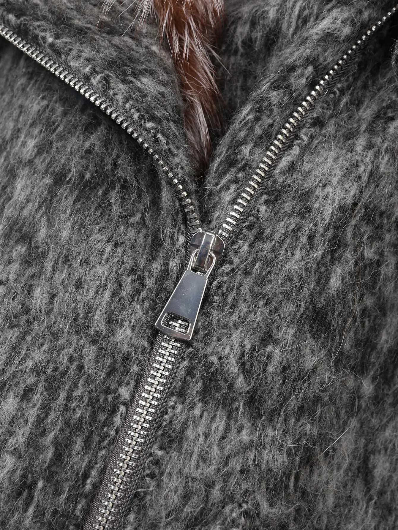 Maomaokong high-end Wool fabric Luxury Women's Big Fox Fur Collar Puffer Jacket Natural Fur down Coat Winter Thickened Warm