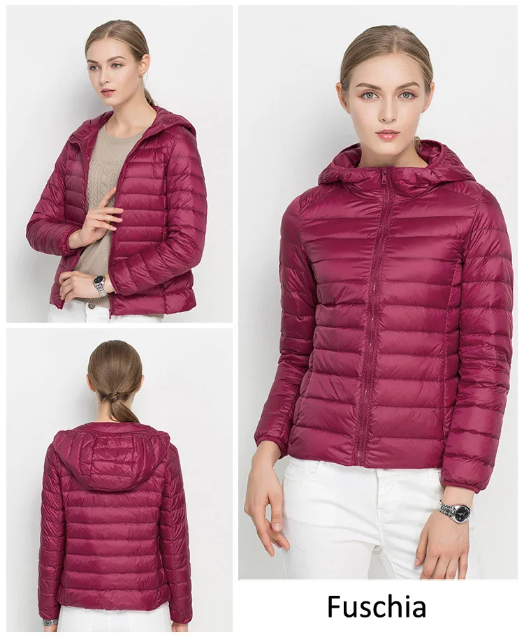 Winter Women Hooded Puffer Jackets Ultra Light Down Jacket Warm Coat Parka Female Portable Outwear Windbreaker Quilted Jacket