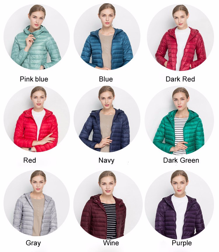 Winter Women Hooded Puffer Jackets Ultra Light Down Jacket Warm Coat Parka Female Portable Outwear Windbreaker Quilted Jacket