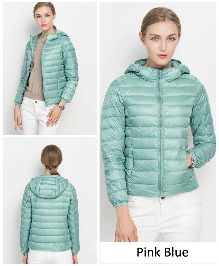 Winter Women Hooded Puffer Jackets Ultra Light Down Jacket Warm Coat Parka Female Portable Outwear Windbreaker Quilted Jacket